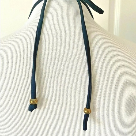 Womens Swimbay Size Small One Piece Bathing Swimsuit Black Gold Neck Cut Out EUC - Picture 6 of 6